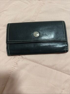Black Leather Wallet with Contrast Stitching